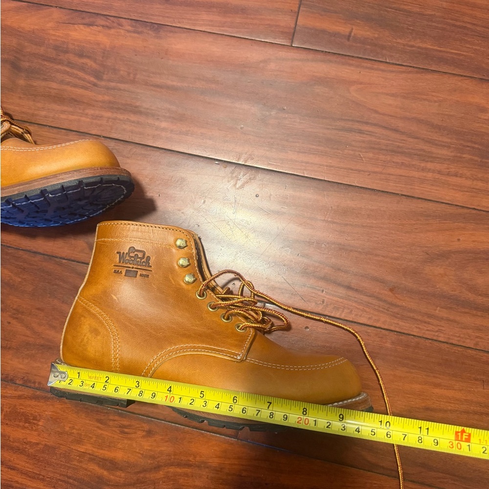 Woolrich Men's Tan Leather Work Boots with Lace-Up Eyelets - Picture 14 of 15